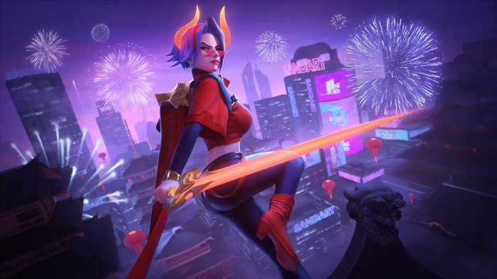 Fiora from League of Legends Lunar Beast skin