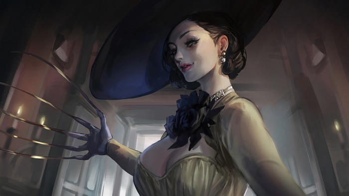 Lady Dimitrescu from Resident Evil Village with claws, art, 4K