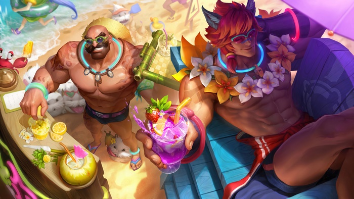 Pool Party Sett and Braum from League of Legends 4K