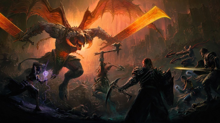 Diablo Immortal classes battling a demon in 4K