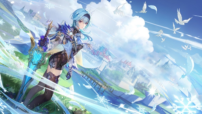 Eula from Genshin Impact with Sword in