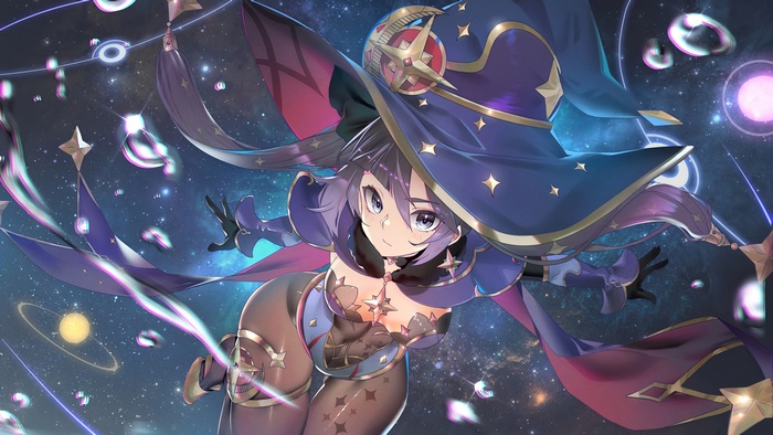 Mona from Genshin Impact in Space Theme
