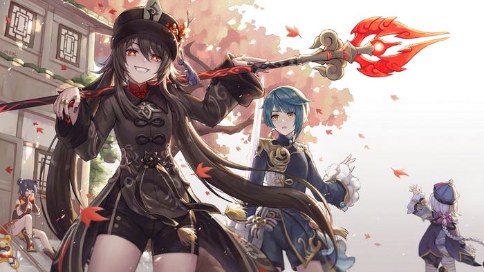 Hu Tao and Xingqiu from Genshin Impact