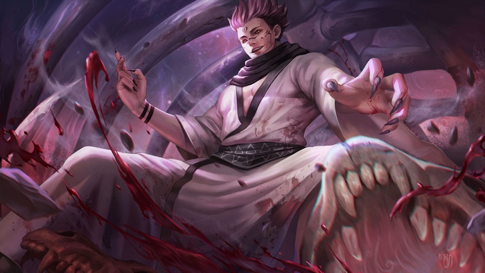 Sukuna from Jujutsu Kaisen in battle 4K
