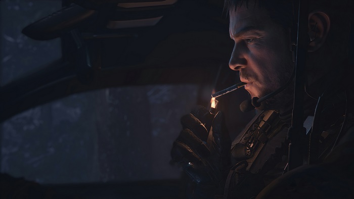 Chris Redfield from Resident Evil Village Smoking 4K