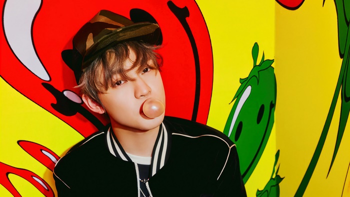 Chenle from NCT Dream with bubble gum
