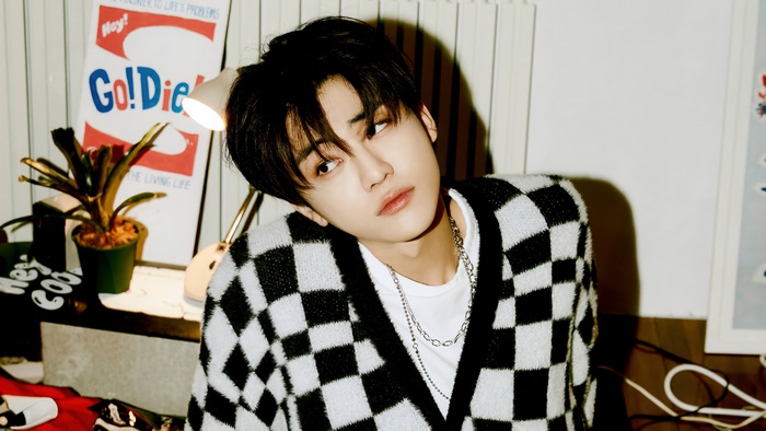 Jaemin from NCT Dream in Checkered Cardigan