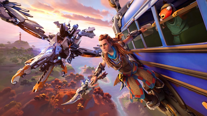 Aloy from Horizon and Fishstick in Fortnite