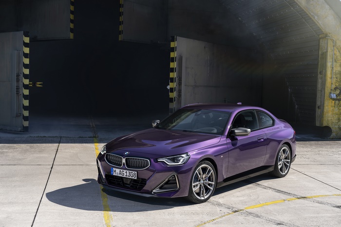 Purple BMW M240i xDrive Coupé parked outside
