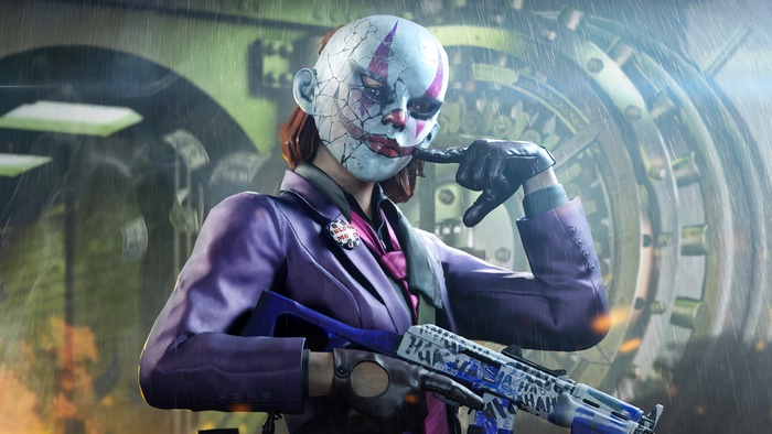 Clown mask character with rifle in Call of Duty