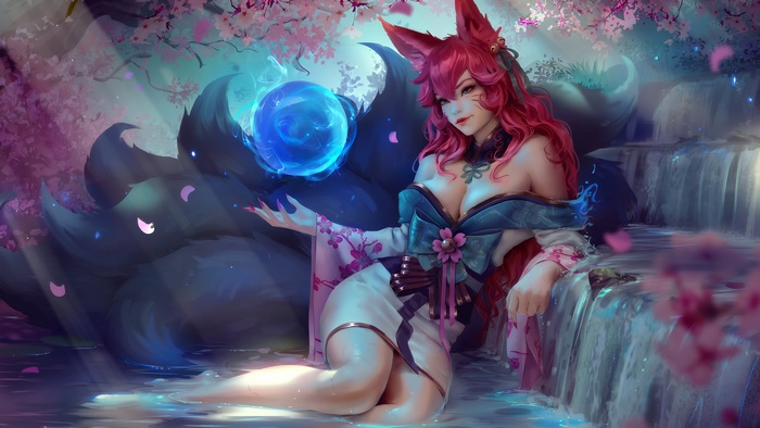 Ahri from League of Legends, Spirit Blossom, 4K