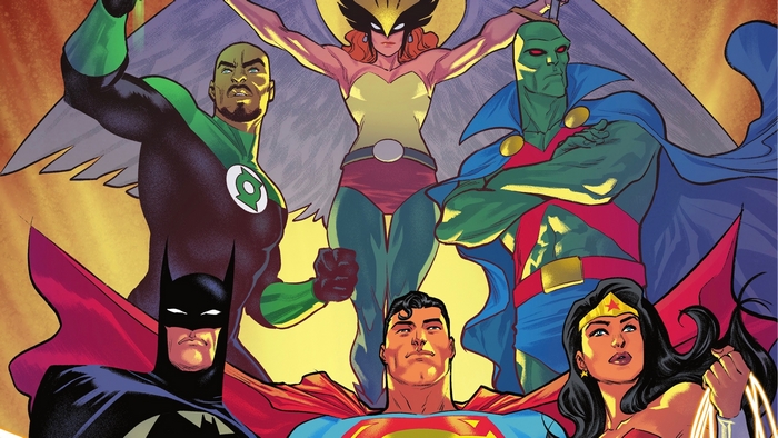 Justice League: Superman, Batman, Green Lantern, Wonder Woman, Martian Manhunter, Hawkgirl