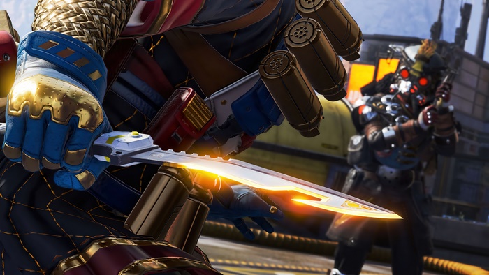 Bloodhound from Apex Legends with a knife