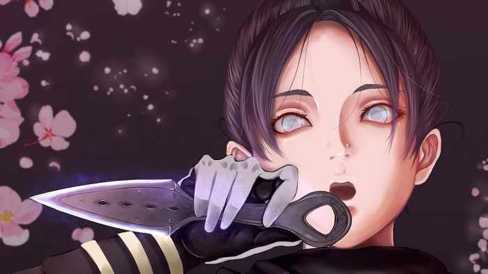 Wraith from Apex Legends holding a kunai