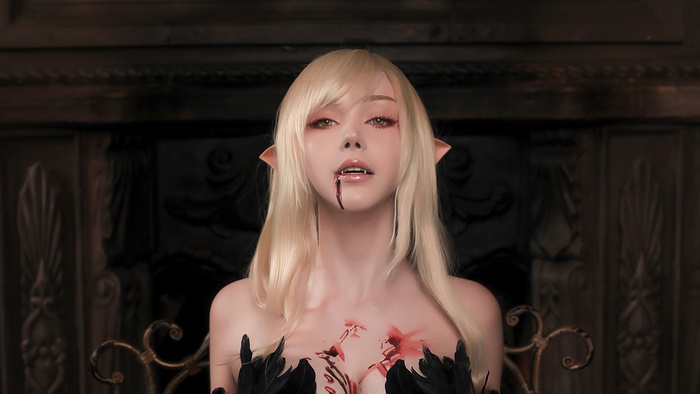 Kiss Shot Vampire Girl Cosplay 4K