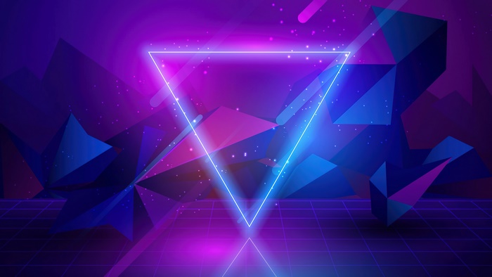 Abstract Neon Triangle Digital Art 4K