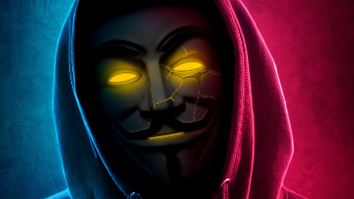 Anonymous Mask with Glowing Eyes in 4K Digital Art