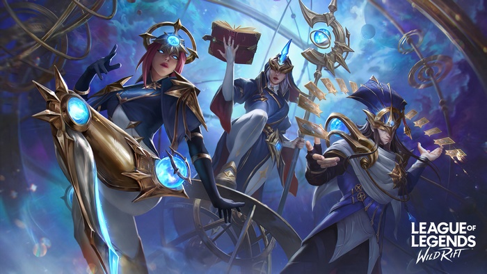 Stargazer Camille, Soraka, and Twisted Fate from League of Legends: Wild Rift 4K