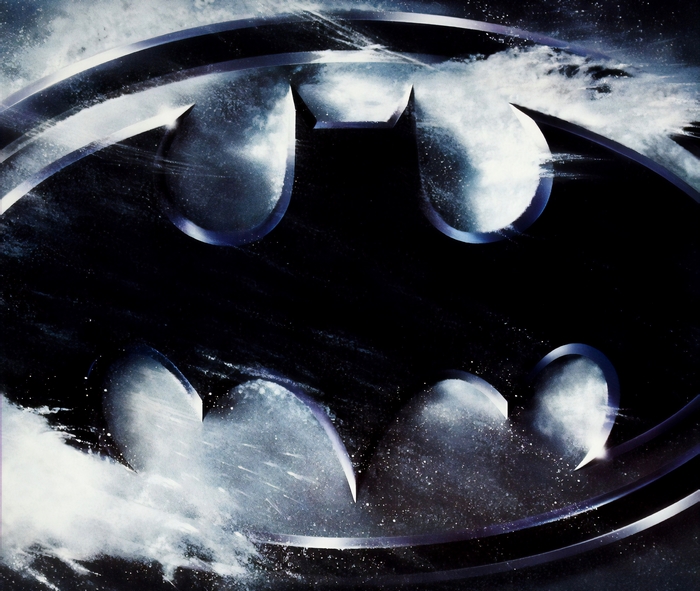 Batman Returns logo with snow and mist