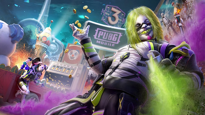 PUBG Mobile Clown Characters with Coins and Graffiti