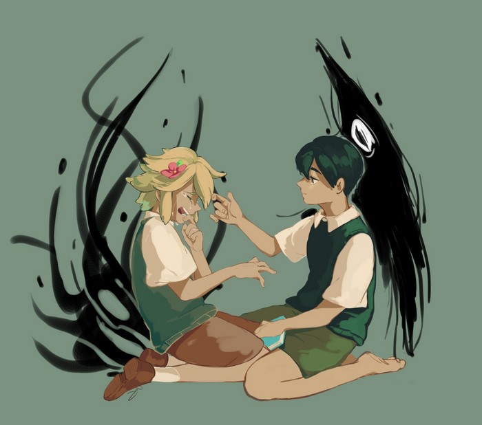 Basil and Sunny from OMORI in Gentle Scene