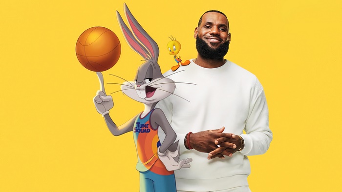 LeBron James with Bugs Bunny and Tweety from Space Jam 4K