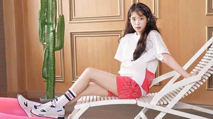 IU from K-Pop in New Balance outfit