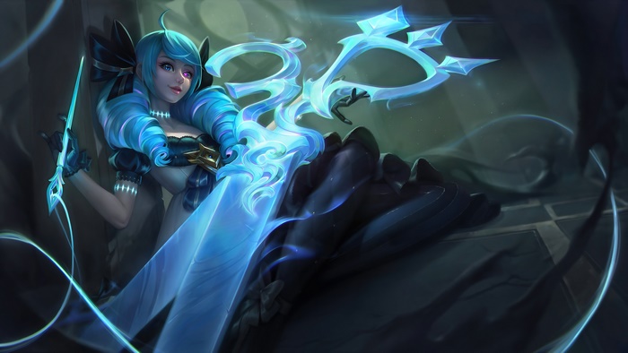 Gwen from League of Legends with giant scissors