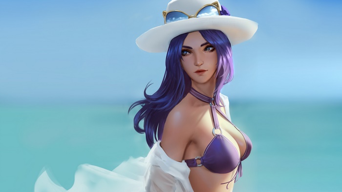 Caitlyn from League of Legends at the Pool Party 4K