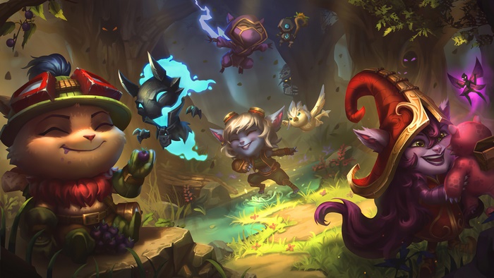 League of Legends characters in a forest