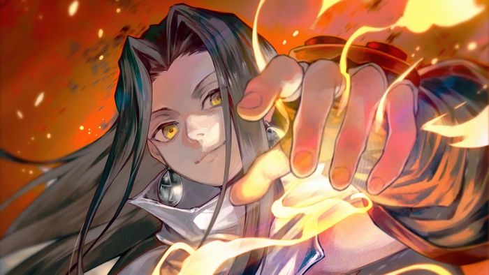 Hao Asakura from Shaman King with flames 4K