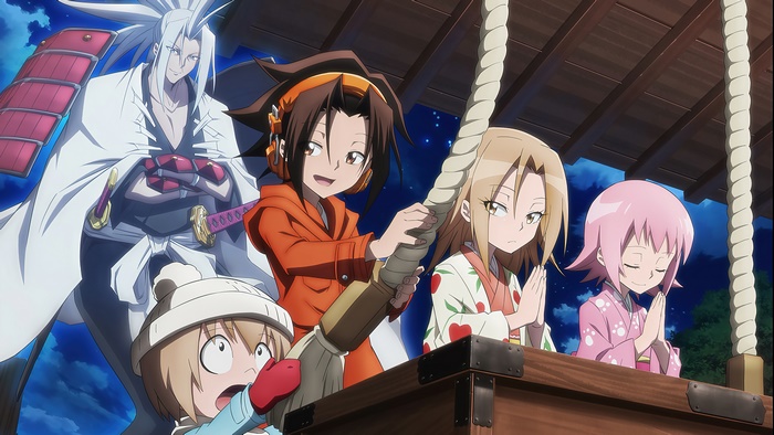 Shaman King characters on a wooden platform