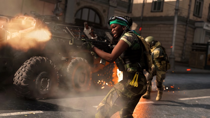 Soldiers in combat with armored vehicle in Call of Duty: Black Ops Cold War 4K