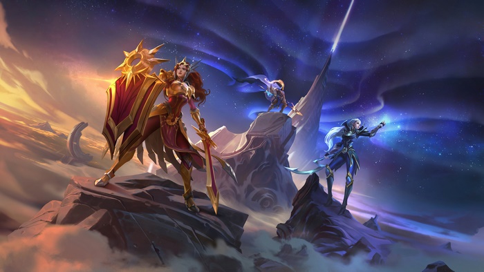 Leona, Diana, and Pantheon from League of Legends