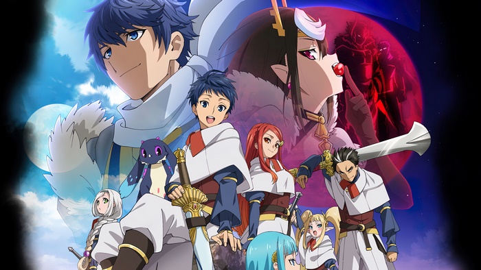 Anime characters with swords and a dragon