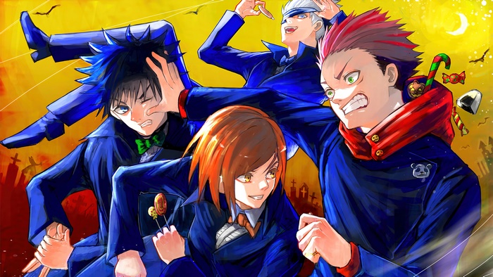 Jujutsu Kaisen characters in Halloween costumes 4K
