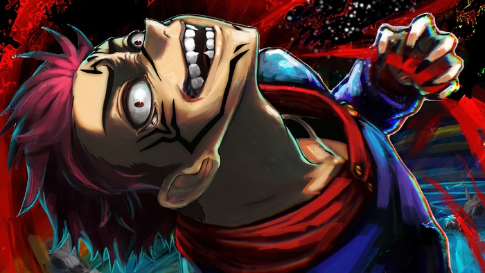Sukuna from Jujutsu Kaisen with markings
