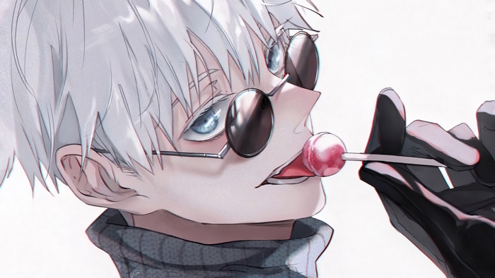 Satoru Gojo from Jujutsu Kaisen with Lollipop 4K