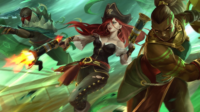 Miss Fortune, Pyke, and Illaoi from League of Legends 4K