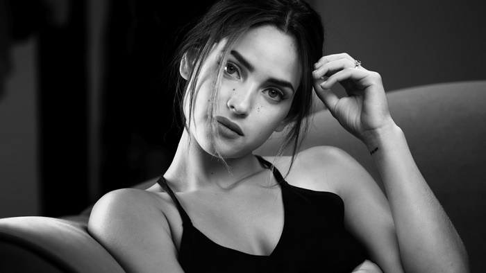 Adria Arjona monochrome portrait