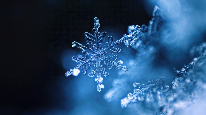 Close up of a snowflake in 4K