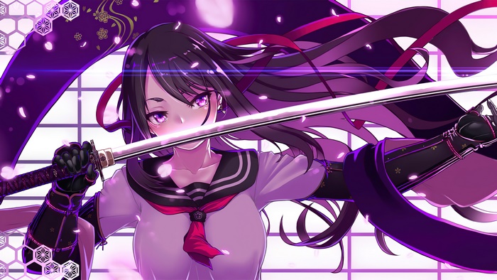 Anime Girl with Katana in School Uniform