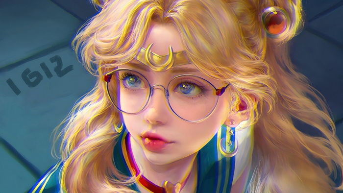 Sailor Moon Anime Girl with Glasses 4K