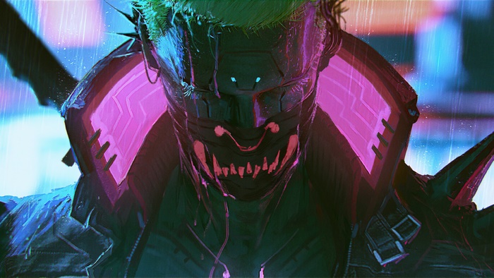Cyberpunk character with mask and green hair 4K