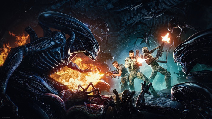 Aliens: Fireteam Elite battle with Xenomorphs