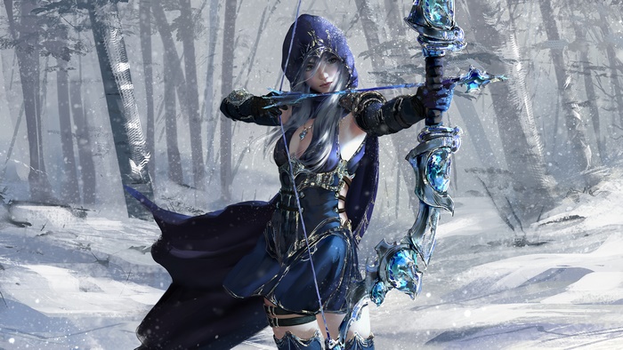 Ashe from League of Legends in a snowy forest