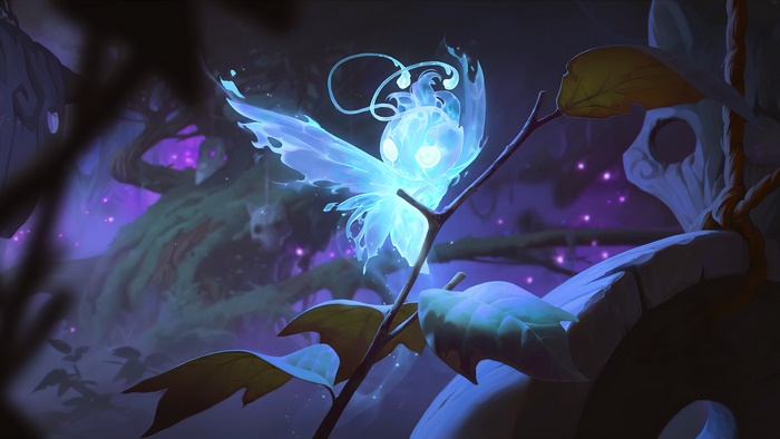 Luminous creature from Legends of Runeterra in a forest