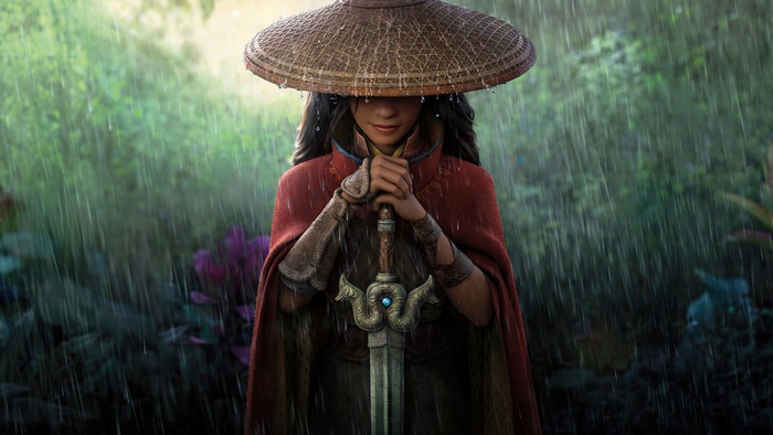 Raya from Raya and the Last Dragon holding a sword