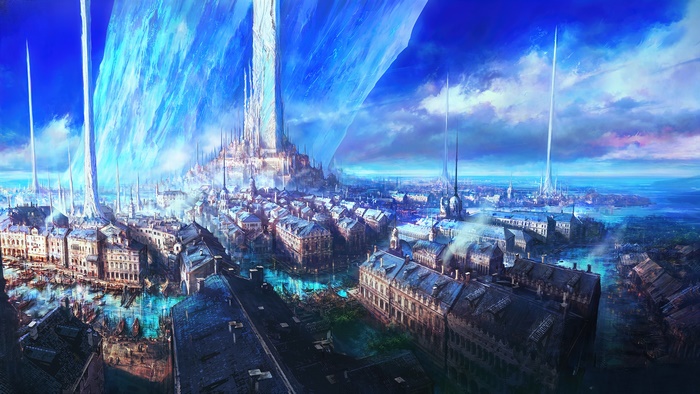 Final Fantasy 16 Cityscape with Tower in