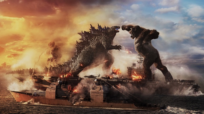 Godzilla vs. Kong on a warship 4K